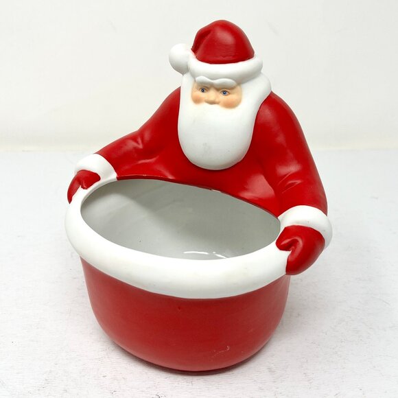 Department 56 Christmas Santa Porcelain Candy Dish Serving Bowl Dept 56 Ceramic - Picture 2 of 7
